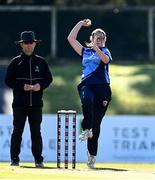 27 September 2020; Jane Maguire of Typhoons bowls during the Women's Super Series match between Scorchers and Typhoons at Malahide Cricket Club in Dublin. Photo by Sam Barnes/Sportsfile