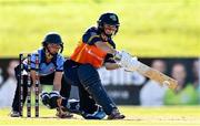 27 September 2020; Leah Paul of Scorchers plays a shot watched by Sarah Forbes of Typhoons during the Women's Super Series match between Scorchers and Typhoons at Malahide Cricket Club in Dublin. Photo by Sam Barnes/Sportsfile