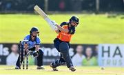 27 September 2020; Leah Paul of Scorchers plays a shot watched by Sarah Forbes during the Women's Super Series match between Scorchers and Typhoons at Malahide Cricket Club in Dublin. Photo by Sam Barnes/Sportsfile