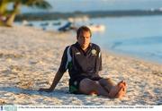 23 May 2002; Jason McAteer, Republic of Ireland, relaxes on on the beach at Saipan. Soccer. Cup2002. Soccer. Picture credit; David Maher / SPORTSFILE *EDI*
