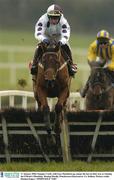 17 January 2004; Snapper Creek, with Gary Hutchison up, jumps the last on their way to winning the O'Brien's Plumbing & Heating Hurdle, Punchestown Racecourse, Co. Kildare. Picture credit; Damien Eagers / SPORTSFILE *EDI*