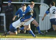 17 January 2004; Darragh Hughes, St. Mary's, in action against Pat McCarthy and Des Murray, 2, Cork Constitution. AIB All Ireland League 2003-2004, Division 1, Cork Constitution v St. Mary's, Temple Hill, Cork. Picture credit; David Maher / SPORTSFILE *EDI*