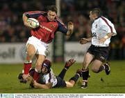 17 January 2004; David Wallace, Munster, is tackled by Henry Paul and Duncan McRae, right, Gloucester. Heineken European Cup 2003-2004, Round 4, Pool 5, Munster v Gloucester, Thomond Park, Limerick. Picture credit; Matt Browne / SPORTSFILE *EDI*