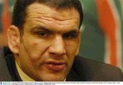 17 January 2004; Martin Johnson, Leicester Tigers, at a press conference where he announced his retirement from international rugby. Heineken European Cup 2003-2004, Round 4, Pool 1, Leicester Tigers v Ulster, Welford Road, Leicester, England. Picture credit; Pat Murphy / SPORTSFILE *EDI*