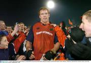 17 January 2004; Paul O'Connell, Munster, is congratulated by fans after the final whistle. Heineken European Cup 2003-2004, Round 4, Pool 5, Munster v Gloucester, Thomond Park, Limerick. Picture credit; Matt Browne / SPORTSFILE *EDI*