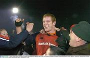 17 January 2004; Munster lock Paul O'Connell is congratulatted by supporters after victory over Gloucester. Heineken European Cup 2003-2004, Round 4, Pool 5, Munster v Gloucester, Thomond Park, Limerick. Picture credit; Brendan Moran / SPORTSFILE *EDI*
