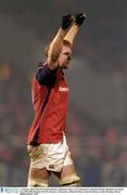 17 January 2004; Paul O'Connell, Munster, celebrates victory over Gloucester at the final whistle. Heineken European Cup 2003-2004, Round 4, Pool 5, Munster v Gloucester, Thomond Park, Limerick. Picture credit; Brendan Moran / SPORTSFILE *EDI*