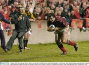 17 January 2004; Marcus Horan, Munster, about to cross the line to score his third try, which was disallowed for a forward pass, as the linesman attempts to get the referee's attention to the infringement. Heineken European Cup 2003-2004, Round 4, Pool 5, Munster v Gloucester, Thomond Park, Limerick. Picture credit; Brendan Moran / SPORTSFILE *EDI*
