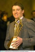 19 January 2004; Jockey Barry Geraghty pictured with his award after winneing the Jockey award at the Powers Gold label / Irish Independent Racing Awards. Four Seasons Hotel, Dublin. Picture credit; Ray McManus / SPORTSFILE