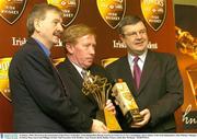 19 January 2004; Pictured at the presentation of the Powers Gold label / Irish Independent Racing Awards are (from l to r); P.J. Cunningham, Sports Editor of the Irish Independent, John Maloney, Manager of Galway Race course and Philippe Savinel, Chief Executive Irish Distillers. Four Seasons Hotel, Dublin. Picture credit; Ray McManus / SPORTSFILE