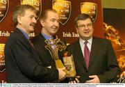 19 January 2004; Pictured at the presentation of the Powers Gold label / Irish Independent Racing Awards are (from l to r); P.J. Cunningham, Sports Editor of the Irish Independent, Dermot Weld, who won the Trainer award and Philippe Savinel, Chief Executive Irish Distillers. Four Seasons Hotel, Dublin. Picture credit; Ray McManus / SPORTSFILE