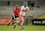 30 June 2013; Kevin Hinphey, Derry, in action against Paul Braniff, Down. Ulster GAA Hurling Senior Championship, Semi-Final, Derry v Down, Athletic Grounds, Armagh. Picture credit: Brendan Moran / SPORTSFILE