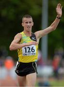 2 July 2013; Rob Heffernan celebrates winning the Men's 3000m walk race in an Irish Senior and World M35 record time of 11.11.94 at the 62nd Cork City Sports. Cork Institute of Technology, Bishopstown, Cork. Picture credit: Diarmuid Greene / SPORTSFILE