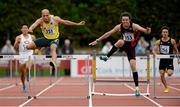 2 July 2013; Winner Cornel Fredericks, South Africa, left, and second place Thomas Barr, Ireland, competing in the Men's 400m hurdles at the 62nd Cork City Sports. Cork Institute of Technology, Bishopstown, Cork. Picture credit: Diarmuid Greene / SPORTSFILE