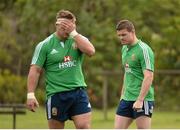 3 July 2013; Brian O'Driscoll and Tom Youngs, left, British & Irish Lions, during squad training ahead of their 3rd test match against Australia on Saturday. British & Irish Lions Tour 2013, Squad Training. Noosa Dolphins RFC, Dolphin Oval, Sunshine Beach, Queensland, Australia. Picture credit: Stephen McCarthy / SPORTSFILE