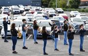 27 September 2020; The Mullingar Town Band practise the National Anthem in a nearby car park ahead of the Westmeath County Senior Football Championship Final match between Tyrrelspass and St Loman's Mullingar at TEG Cusack Park in Mullingar, Westmeath. Photo by Ramsey Cardy/Sportsfile