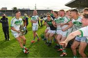 27 September 2020; Ballyhale Shamrocks captain Richie Reid, left, celebrates with the trophy and his team-mates following their side's victory during the Kilkenny County Senior Hurling Championship Final match between Ballyhale Shamrocks and Dicksboro at UPMC Nowlan Park in Kilkenny. Photo by Seb Daly/Sportsfile