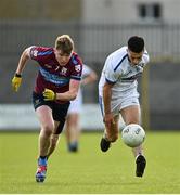 27 September 2020; Ronan O'Toole of St Loman's Mullingar in action against Conor Slevin of Tyrrelspass during the Westmeath County Senior Football Championship Final match between Tyrrelspass and St Loman's Mullingar at TEG Cusack Park in Mullingar, Westmeath. Photo by Ramsey Cardy/Sportsfile