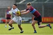 27 September 2020; Ronan O'Toole of St Loman's Mullingar in action against Conor Slevin of Tyrrelspass during the Westmeath County Senior Football Championship Final match between Tyrrelspass and St Loman's Mullingar at TEG Cusack Park in Mullingar, Westmeath. Photo by Ramsey Cardy/Sportsfile
