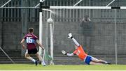 27 September 2020; Ger Egan of Tyrrelspass scores his side's first goal from the penalty spot, past St Loman's Mullingar goalkeeper Jason Daly during the Westmeath County Senior Football Championship Final match between Tyrrelspass and St Loman's Mullingar at TEG Cusack Park in Mullingar, Westmeath. Photo by Ramsey Cardy/Sportsfile