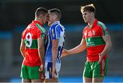 27 September 2020; James McCarthy of Ballymun Kickhams and Declan O'Mahony of Ballyboden St Enda's go head to head as they tussle, as Cameron McCormack, right, looks on during the Dublin County Senior 1 Football Championship Final match between Ballyboden St Enda's and Ballymun Kickhams at Parnell Park in Dublin. Photo by Piaras Ó Mídheach/Sportsfile