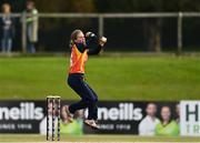 27 September 2020; Leah Paul of Scorchers bowls during the Women's Super Series match between Scorchers and Typhoons at Malahide Cricket Club in Dublin. Photo by Sam Barnes/Sportsfile