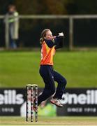 27 September 2020; Leah Paul of Scorchers bowls during the Women's Super Series match between Scorchers and Typhoons at Malahide Cricket Club in Dublin. Photo by Sam Barnes/Sportsfile