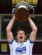 27 September 2020; St Loman's Mullingar captain John Heslin lifts the trophy following his side's victory in the Westmeath County Senior Football Championship Final match between Tyrrelspass and St Loman's Mullingar at TEG Cusack Park in Mullingar, Westmeath. Photo by Ramsey Cardy/Sportsfile
