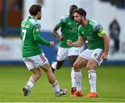 27 September 2020; Dylan McGlade of Cork City celebrates with team-mate Gearóid Morrissey after scoring his side's first goal during the SSE Airtricity League Premier Division match between Finn Harps and Cork City at Finn Park in Ballybofey, Donegal. Photo by Eóin Noonan/Sportsfile