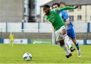 27 September 2020; Deshane Dalling of Cork City in action against Leo Donnellan of Finn Harps during the SSE Airtricity League Premier Division match between Finn Harps and Cork City at Finn Park in Ballybofey, Donegal. Photo by Eóin Noonan/Sportsfile