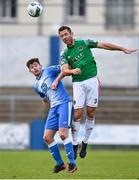 27 September 2020; Alan Bennett of Cork City in action against Karl O'Sullivan of Finn Harps during the SSE Airtricity League Premier Division match between Finn Harps and Cork City at Finn Park in Ballybofey, Donegal. Photo by Eóin Noonan/Sportsfile