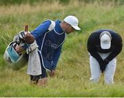 27 September 2020; Aaron Rai of England looks for his ball in the rough on the 18th green during day four of the Dubai Duty Free Irish Open Golf Championship at Galgorm Spa & Golf Resort in Ballymena, Antrim. Photo by Brendan Moran/Sportsfile