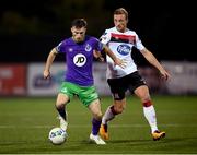 27 September 2020; Jack Byrne of Shamrock Rovers in action against John Mountney of Dundalk during the SSE Airtricity League Premier Division match between Dundalk and Shamrock Rovers at Oriel Park in Dundalk, Louth. Photo by Stephen McCarthy/Sportsfile