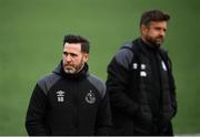 27 September 2020; Shamrock Rovers manager Stephen Bradley and Shamrock Rovers sporting director Stephen McPhail, right, prior to the SSE Airtricity League Premier Division match between Dundalk and Shamrock Rovers at Oriel Park in Dundalk, Louth. Photo by Stephen McCarthy/Sportsfile