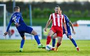 26 September 2020; Ronan Coughlan of Sligo Rovers in action against Niall O’Keeffe, left, and Robbie McCourt of Waterford during the SSE Airtricity League Premier Division match between Waterford and Sligo Rovers at the RSC in Waterford. Photo by Seb Daly/Sportsfile