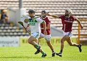 27 September 2020; Ronan Corcoran of Ballyhale Shamrocks in action against Robbie Fitzpatrick, centre, and Conor Doheny of Dicksboro during the Kilkenny County Senior Hurling Championship Final match between Ballyhale Shamrocks and Dicksboro at UPMC Nowlan Park in Kilkenny. Photo by Seb Daly/Sportsfile