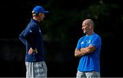 28 September 2020; Senior coach Stuart Lancaster, right, and Head coach Leo Cullen during Leinster Rugby squad training at UCD in Dublin. Photo by Ramsey Cardy/Sportsfile