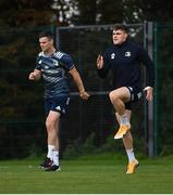 28 September 2020; Garry Ringrose, right, and Jonathan Sexton during Leinster Rugby squad training at UCD in Dublin. Photo by Ramsey Cardy/Sportsfile