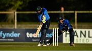 28 September 2020; Simi Singh of Leinster Lightning plays a shot watched by Will Smale of North West Warriors during the Test Triangle Inter-Provincial Series 50 over match between Leinster Lightning and North-West Warriors at Malahide Cricket in Dublin. Photo by Sam Barnes/Sportsfile