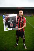 2 October 2020; SSE Airtricity League FIFA 21 Club Packs are back. Featuring the individual club crest of all 10 Premier Division teams, these exclusive sleeves will be available to download free from https://www.ea.com/games/fifa/fifa-21 when the game launches Friday, 9th October! Keith Ward of Bohemians at the launch in Dalymount Park, Dublin. Photo by Stephen McCarthy/Sportsfile