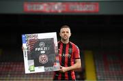 2 October 2020; SSE Airtricity League FIFA 21 Club Packs are back. Featuring the individual club crest of all 10 Premier Division teams, these exclusive sleeves will be available to download free from https://www.ea.com/games/fifa/fifa-21 when the game launches Friday, 9th October! Keith Ward of Bohemians at the launch in Dalymount Park, Dublin. Photo by Stephen McCarthy/Sportsfile