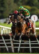 29 September 2020; Rebel Gold, with Paddy Kennedy up, jumps the last on their way to winning the Exhibit A Displays Handicap Hurdle at Punchestown Racecourse in Kildare. Photo by Seb Daly/Sportsfile