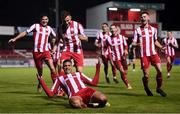 29 September 2020; Ryan De Vries of Sligo Rovers celebrates after scoring his side's first goal during the SSE Airtricity League Premier Division match between Sligo Rovers and Derry City at The Showgrounds in Sligo. Photo by Stephen McCarthy/Sportsfile