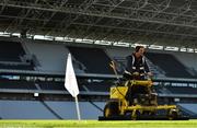 26 September 2020; Groundsman Stephen Forrest prepares the pitch ahead of the Cork County Premier Senior Hurling Championship Semi-Final match between Blackrock and UCC at Páirc Ui Chaoimh in Cork. Photo by Eóin Noonan/Sportsfile