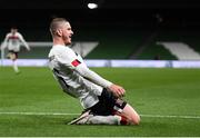 1 October 2020; Sean Murray of Dundalk celebrates after scoring his side's first goal during the UEFA Europa League Play-off match between Dundalk and Ki Klaksvik at the Aviva Stadium in Dublin. Photo by Stephen McCarthy/Sportsfile