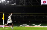 1 October 2020; Stefan Colovic of Dundalk takes a corner kick during the UEFA Europa League Play-off match between Dundalk and Ki Klaksvik at the Aviva Stadium in Dublin. Photo by Ben McShane/Sportsfile