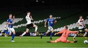 1 October 2020; Daniel Kelly of Dundalk scores his side's third goal during the UEFA Europa League Play-off match between Dundalk and Ki Klaksvik at the Aviva Stadium in Dublin. Photo by Stephen McCarthy/Sportsfile