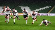 1 October 2020; Dundalk players and staff celebrate following the UEFA Europa League Play-off match between Dundalk and Ki Klaksvik at the Aviva Stadium in Dublin. Photo by Stephen McCarthy/Sportsfile