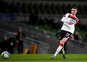 1 October 2020; Daniel Kelly of Dundalk shoots to score his side's third goal during the UEFA Europa League Play-off match between Dundalk and Ki Klaksvik at the Aviva Stadium in Dublin. Photo by Ben McShane/Sportsfile