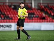 2 October 2020; Referee Robert Hennessey during the SSE Airtricity League Premier Division match between Derry City and Waterford at Ryan McBride Brandywell Stadium in Derry. Photo by Piaras Ó Mídheach/Sportsfile